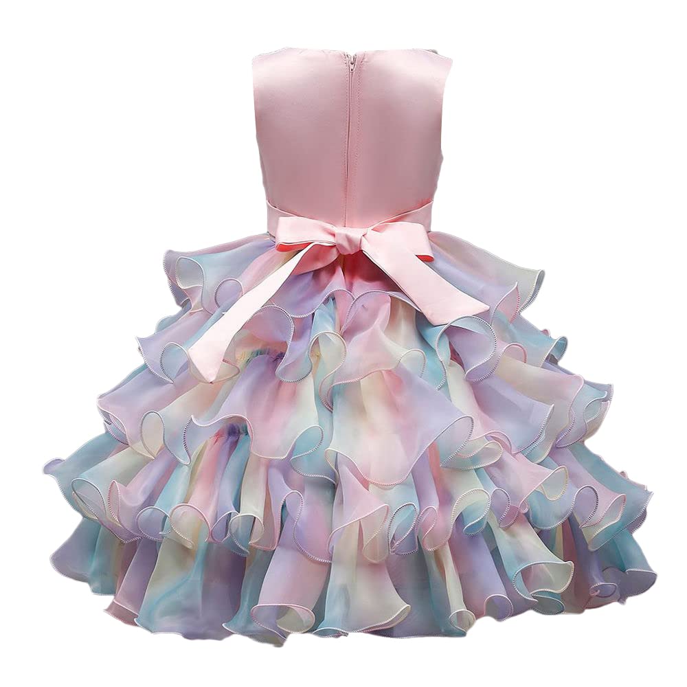 Hopscotch Girls Fit And Flare Knee-Length Polyester Bow Applique Sleeveless Party Dress in Peach Color for Ages 3-4 Years