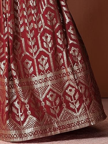 Zeel Clothing Women Sequins Thread Embroidered Georgette Semi-Stitched Lehenga Choli With Dupatta (5116-Maroon-Wedding-Stylish-Latest; Free Size)