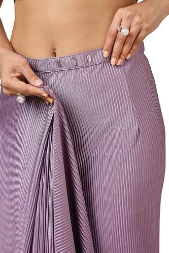 Soch Womens Lavender Satin Embellished Ready-To-Wear Saree With Jacket