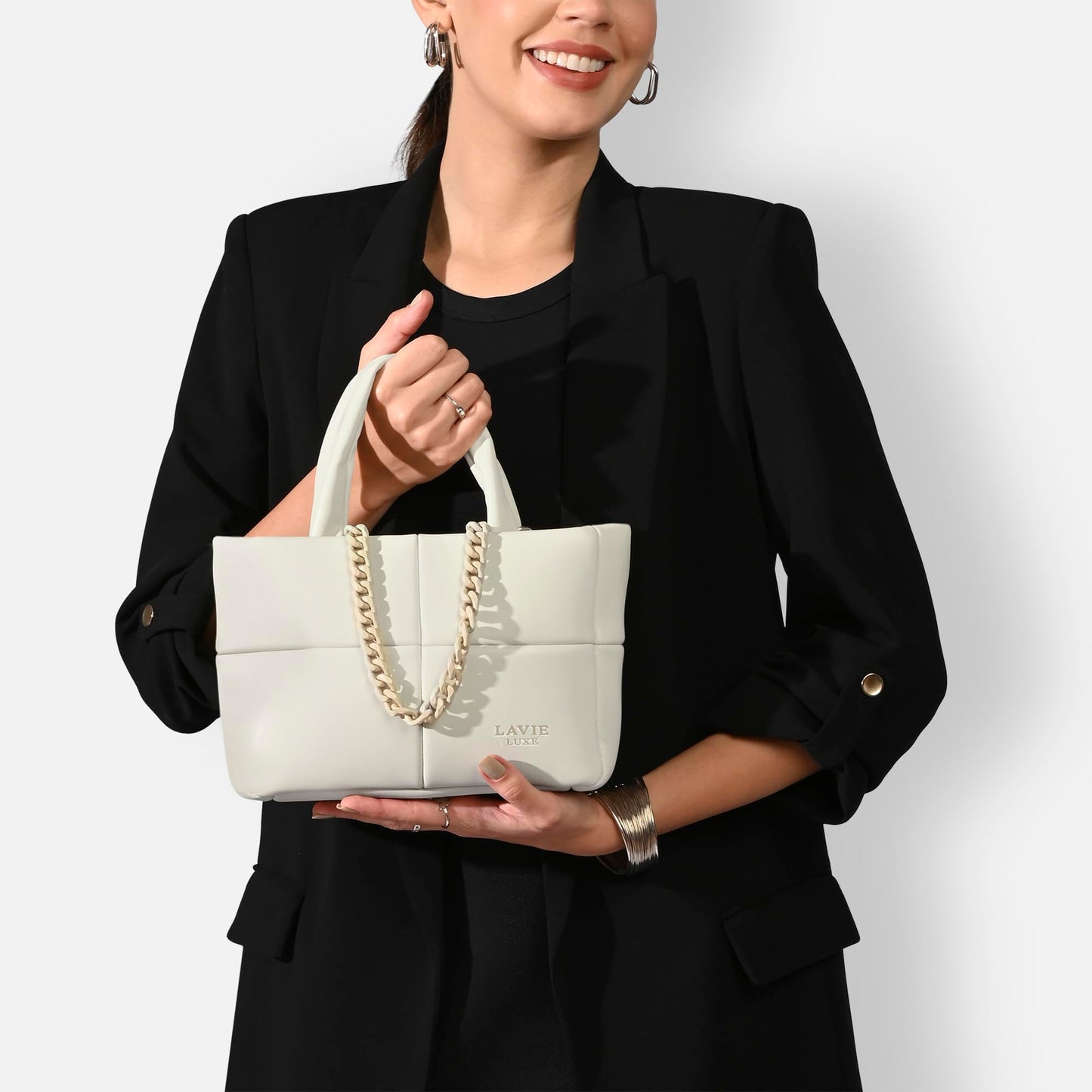 Lavie Luxe Women's Puff Tote Bag for Women | Tote Bag for Work | Ladies purse | Stylish Shoulder Bag | Gift for Women