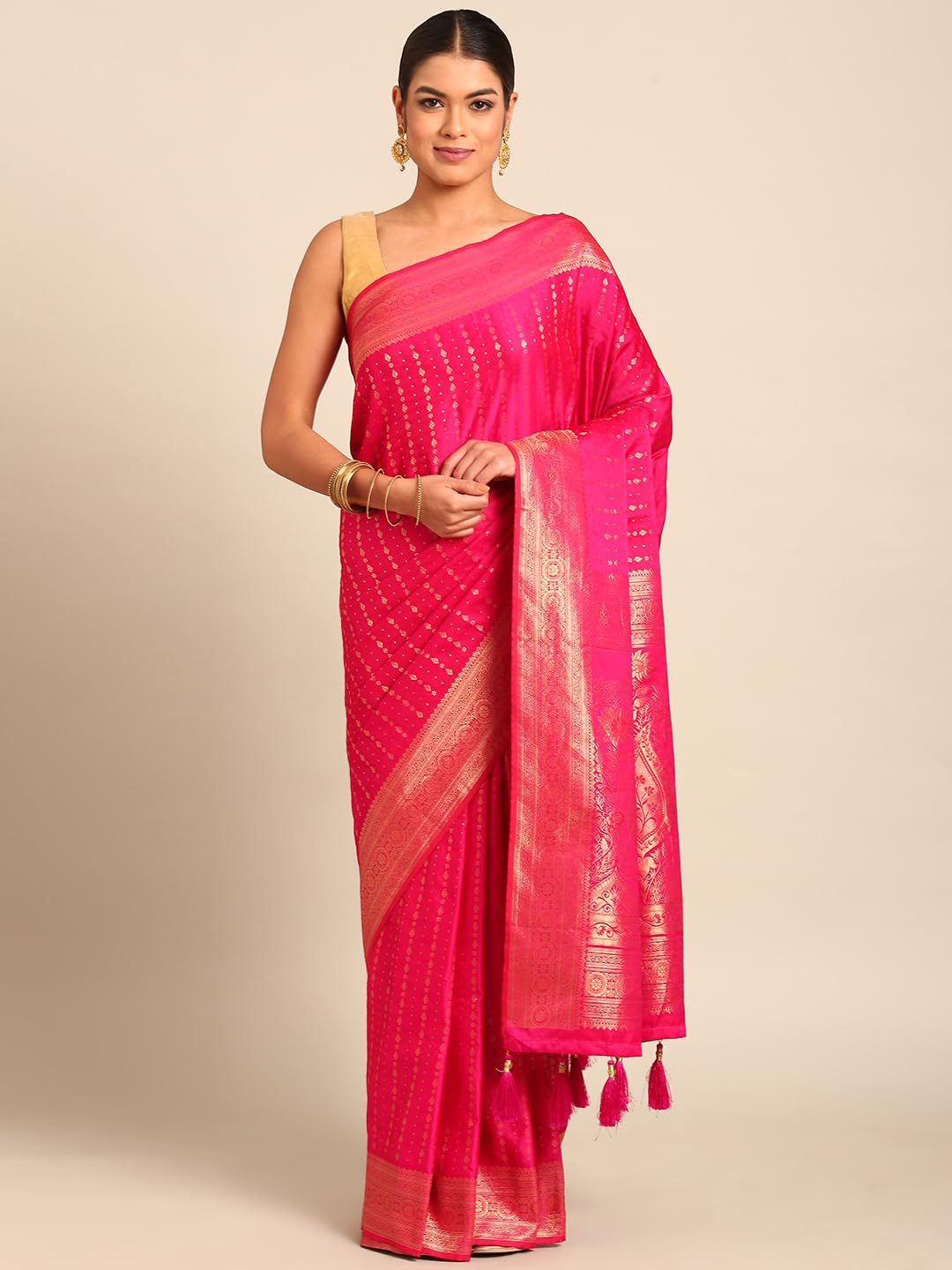 MOHEY Rani Art Silk Zari Weave Saree for Women