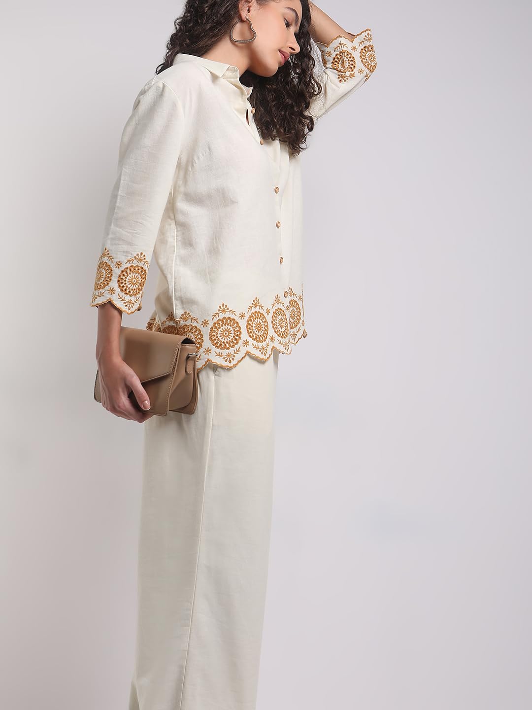 VERO MODA Women Regular Fit Beige Shirt