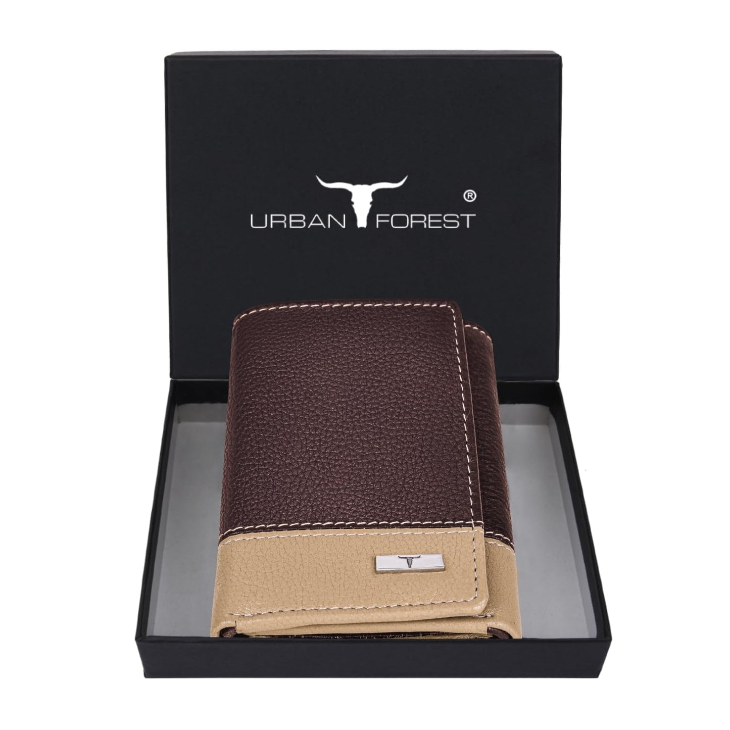 URBAN FOREST Travis Brown/Beige Leather Wallet for Men