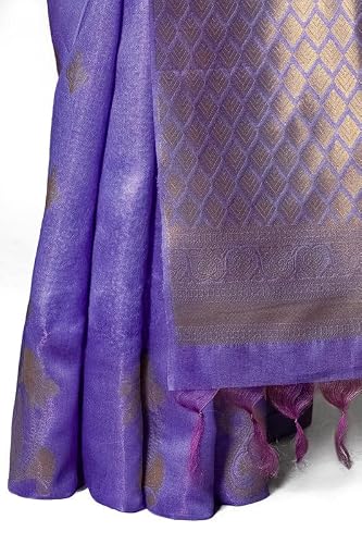 Soch Womens Indigo Tussar Zari Woven Saree With Tassels