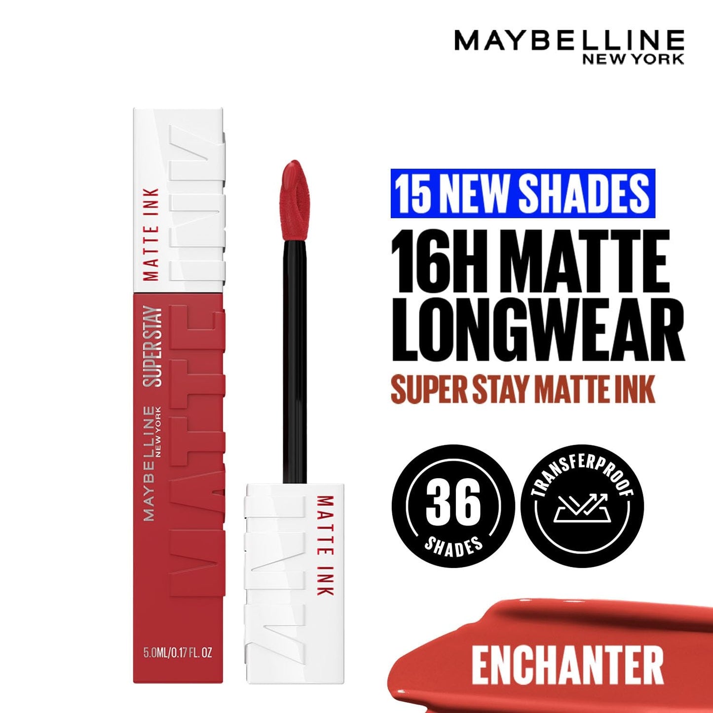 Maybelline New York SuperStay Matte Ink Liquid Lipstick - Enchanter 380, Highly pigmented, Transfer Proof & Fade Proof. Maybelline New York SuperStay Matte Ink Liquid Lipstick Lasts Up To 16Hr | 5ml