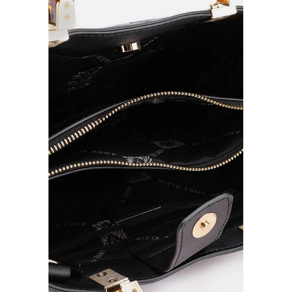 Anne Klein Faux Leather Zipper Closure Women's Satchel Bag (Brown, XL)