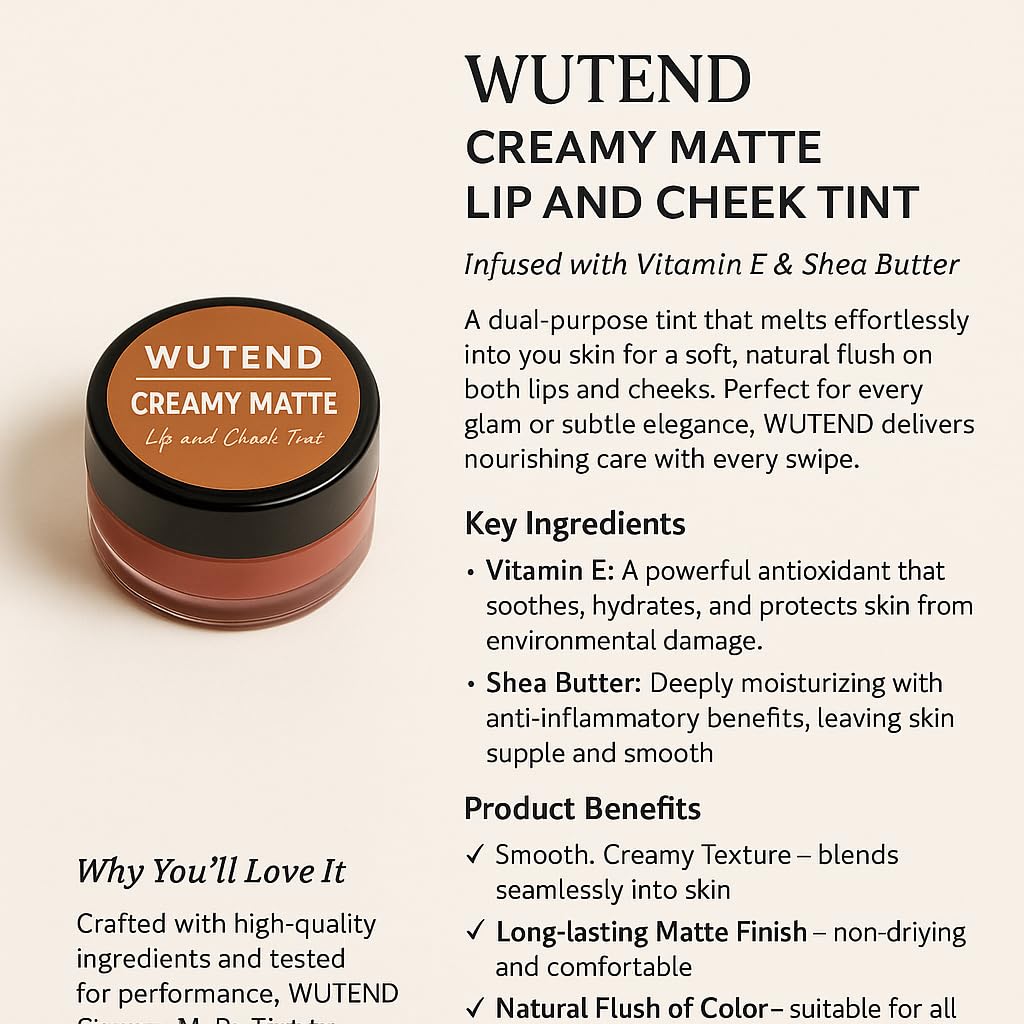 WUTEND Creamy Matte Lip and Cheek Tint, Orange and Redish Shades