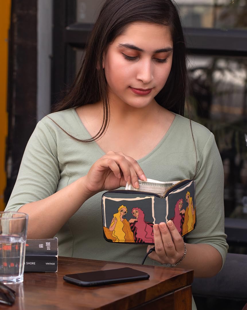 Kalankit Wallet for Women | Compact Vegan Leather Ladies Purse, Slim and Easy to Fit in Pocket with Card Slots, Cash & Coin Pocket | Small Bi-Fold Zip Wallets for Woman | Shared Silence
