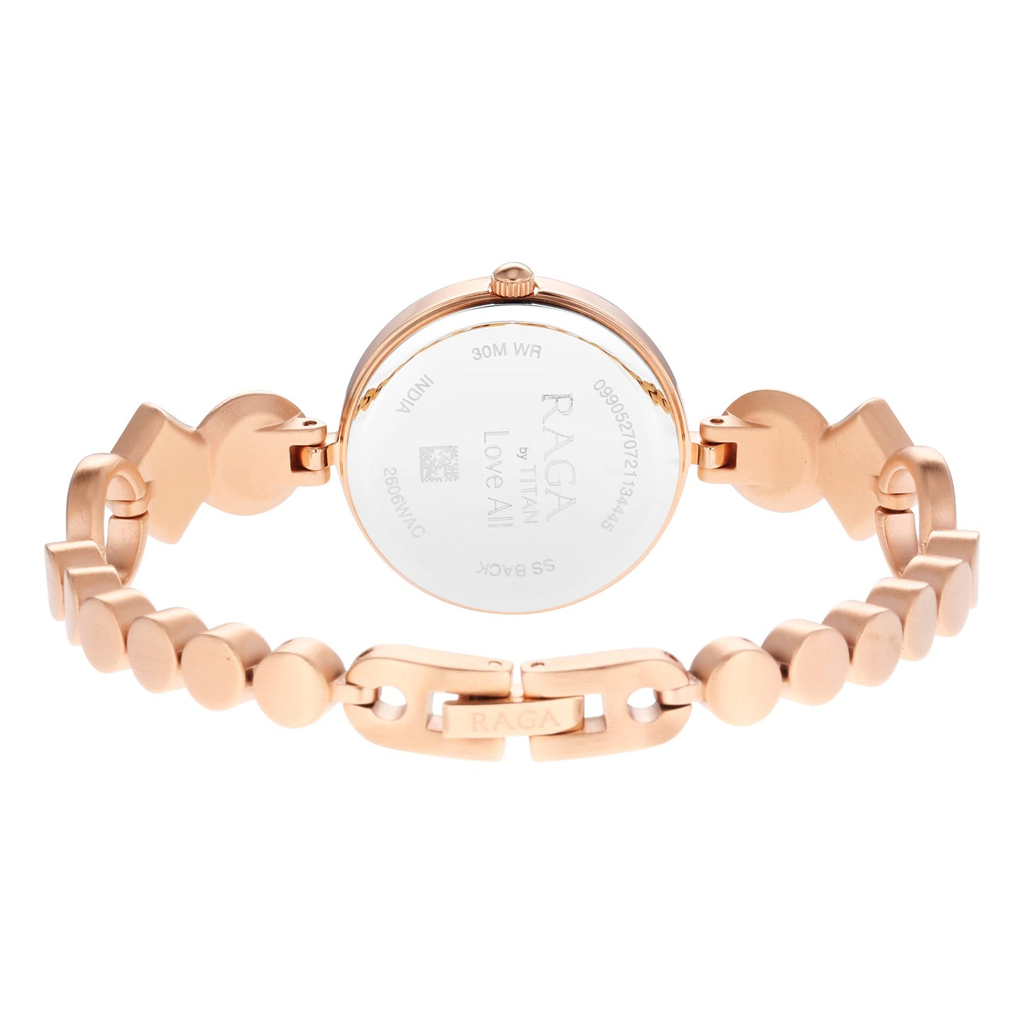 Titan Raga Love All Quartz Analog Pink Dial Rose Gold Metal Strap Watch for Women - NT2606WM10