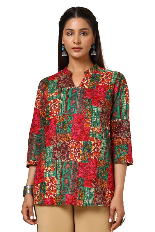 Soch Womens Maroon Cotton Blend Ethnic Motifs Print Tunic
