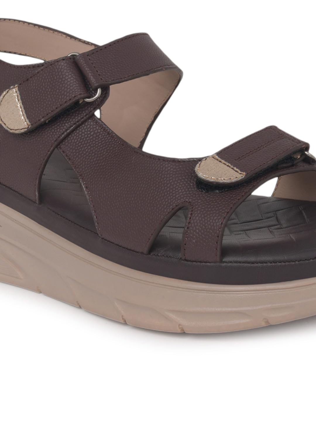 Shoetopia Women’s Brown Comfort Sandals | Lightweight Orthopedic Wedge Sandals with Adjustable Straps & Cushioned Sole for Casual Daily Footwear EU36