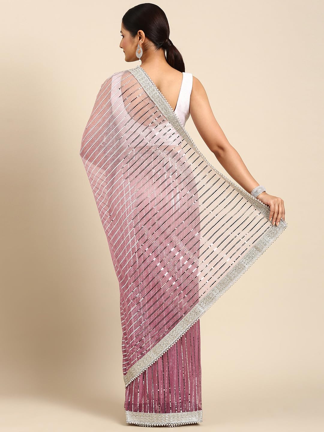 MOHEY Womens Purple Knit Stone Saree275