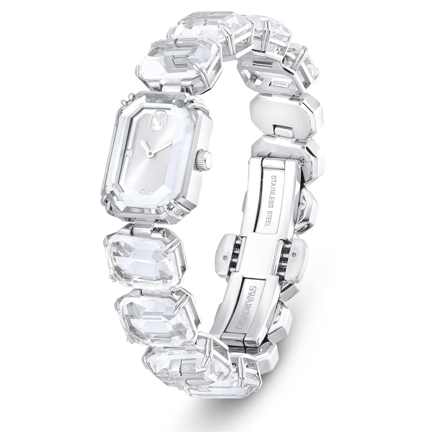 Swarovski Stainless Steel Analog White Dial Women's Silver Band Watch-5621173