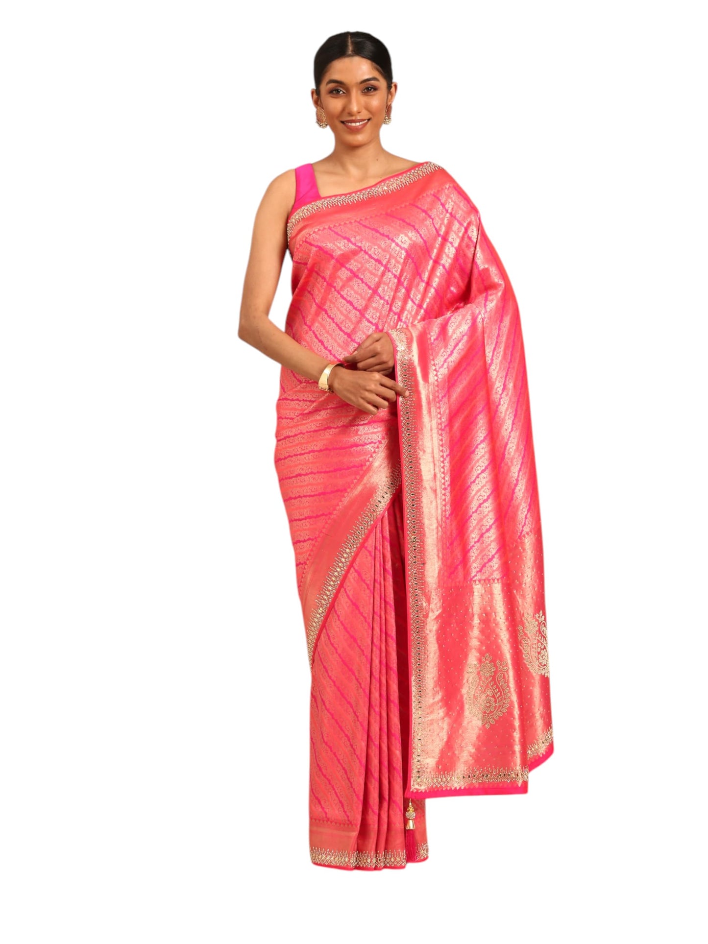 MOHEY Women's Art Silk Embroidered|Mirror|Stone|Zari Weave Saree