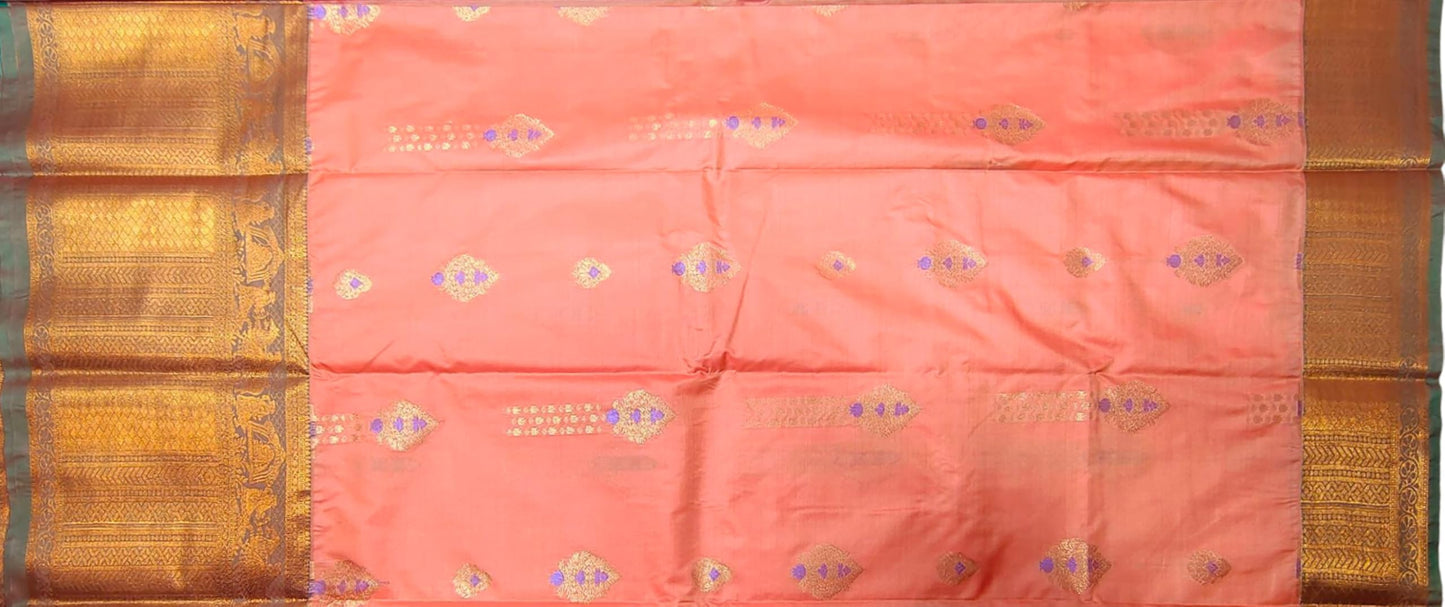 VFCollections Women's Kanchipuram Silk Pure Pattu Sarees With Blouse (VFC484-1)