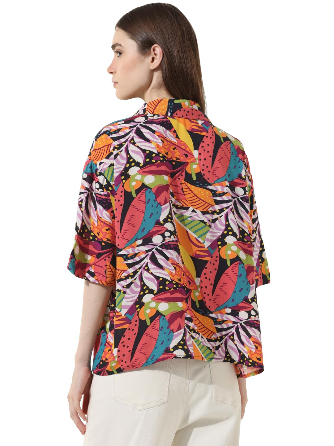 ONLY Women Printed Rayon Oversized Multicolor Shirt