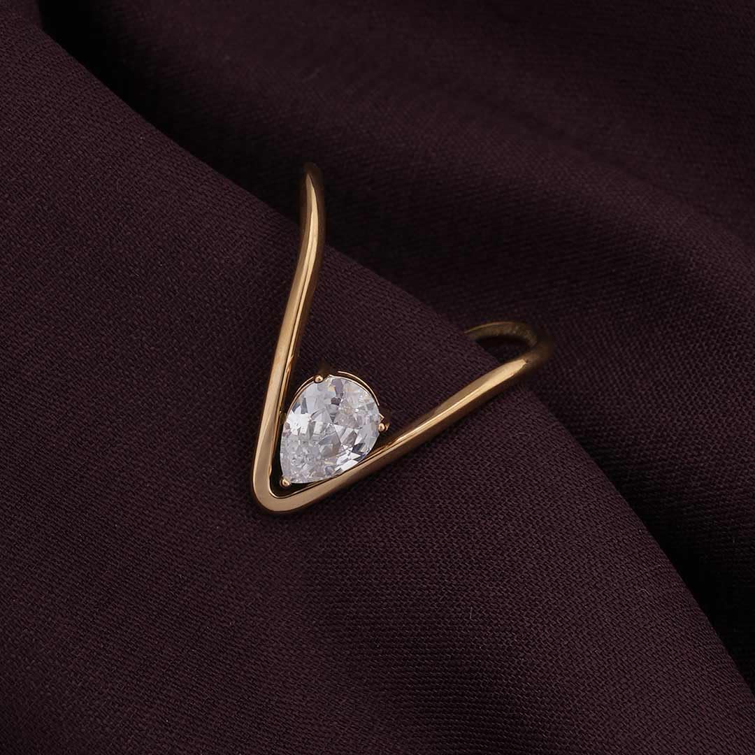 PALMONAS Trendy Vee Ring (Size-8) for Womens - Waterproof & Anti-Tarnish