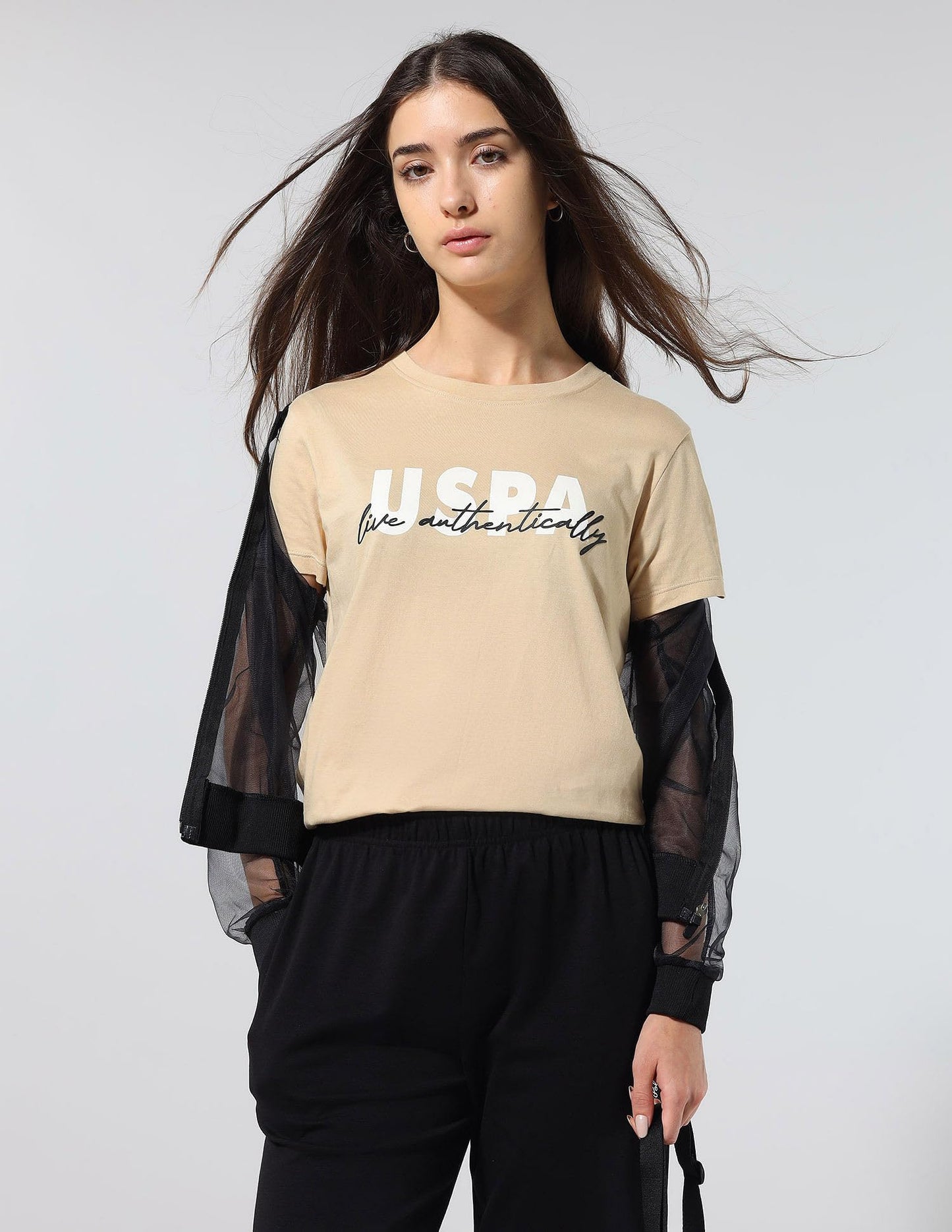 U.S. POLO ASSN. Women's Regular Fit T-Shirt (UWAW25TSH316_Cream