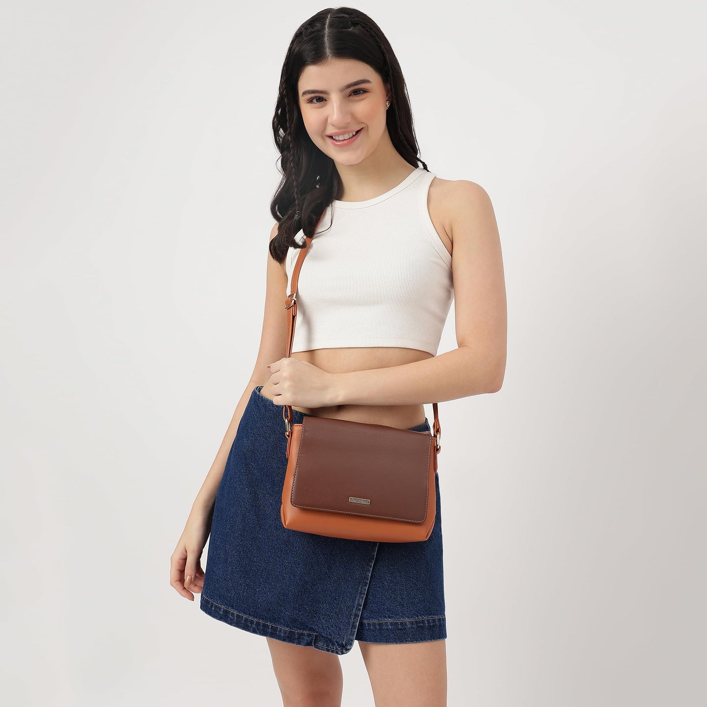 Fastrack Color-Blocked Sling Bag for Women, Girls and Ladies | with Adjustable Strap, Zip Pocket & Magnetic Closure | Ladies Purse Handbag | Slings for Casual Carry