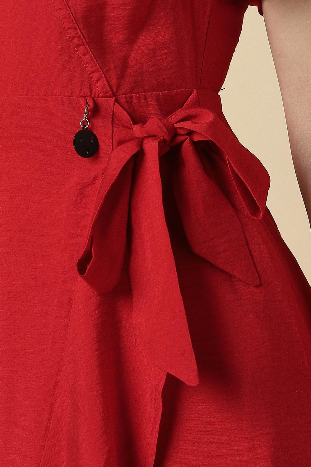 Women Red Solid Casual Dress