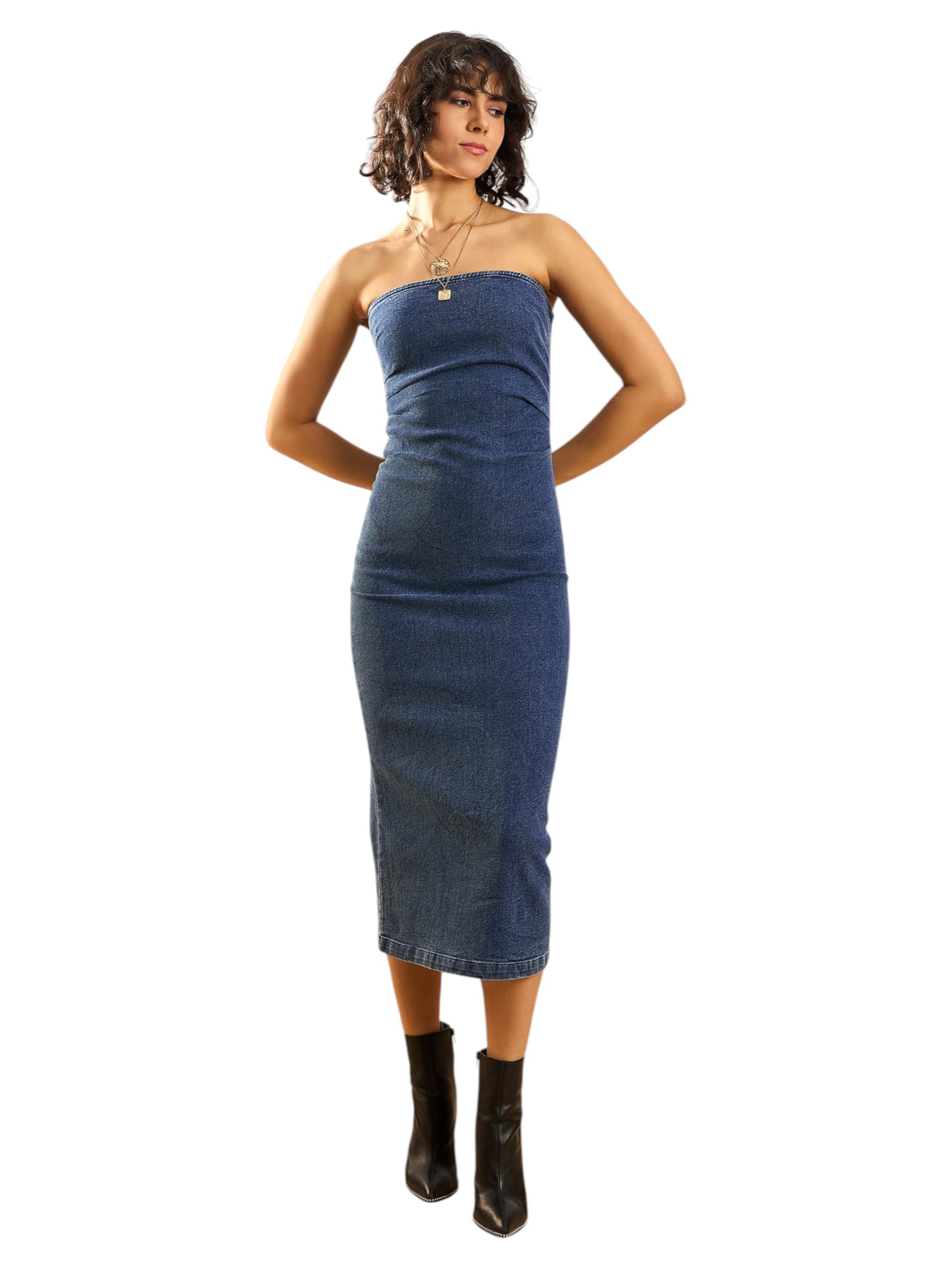 white christmas dresses Denim Bodycon Dress – Cotton Candy LA