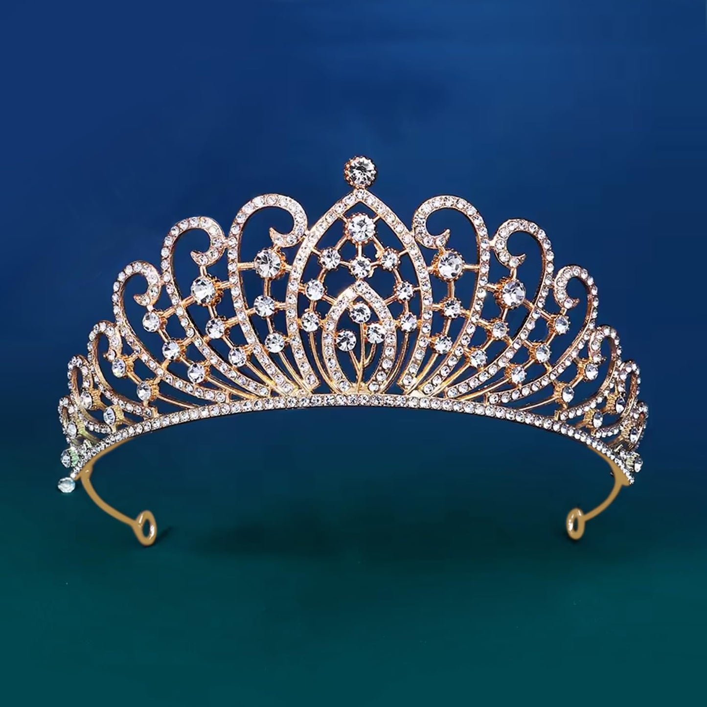 Peora Gold Plated Cubic Zirconia Studded Princess Tiara Crown for Girls & Women Birthday Hair Accessories