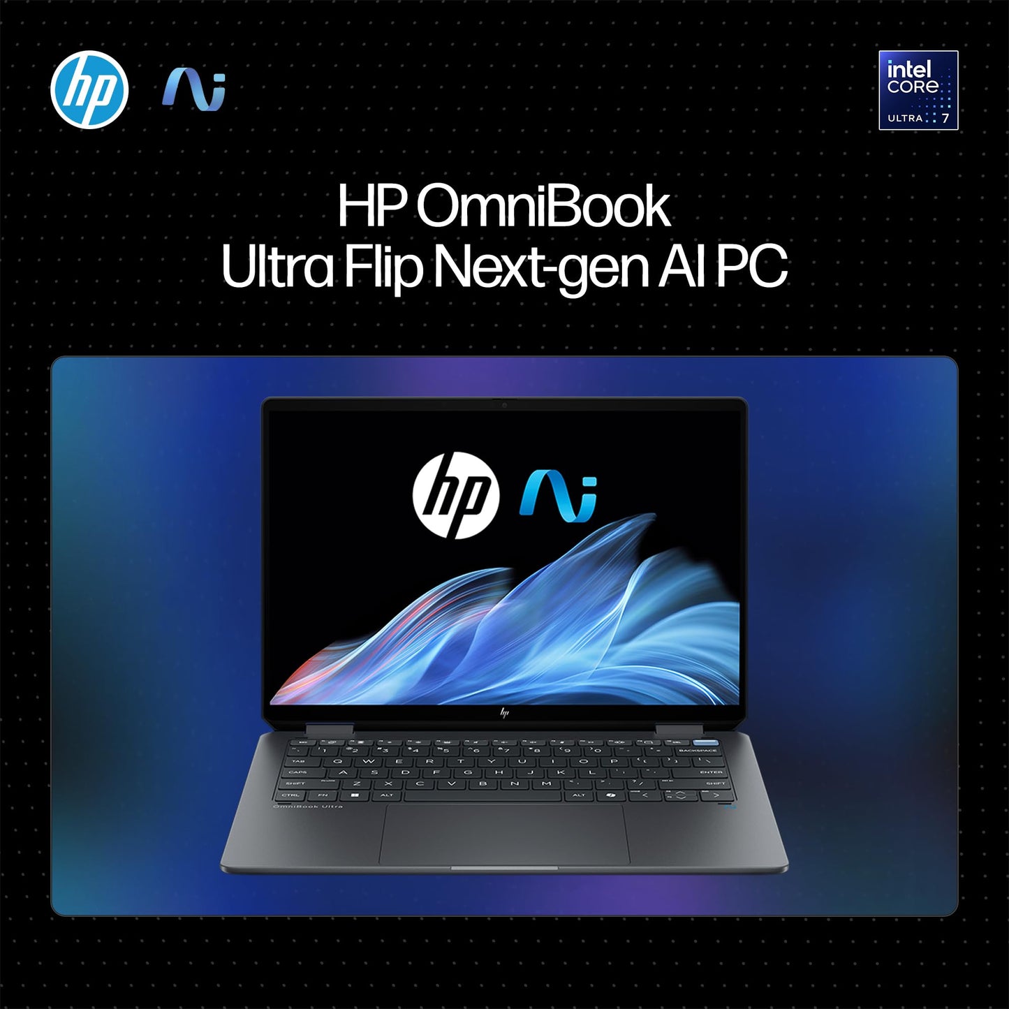 HP OmniBook Ultra Flip (Previously Spectre) Intel Core Ultra 7 256V 47 Tops (16GB LPDDR5X, 1TB SSD) OLED, 500 nits,14''/35.6cm, Touch 2-in-1, Win11, Office21, Gray,1.34kg, fh0026TU Next Gen AI Laptop