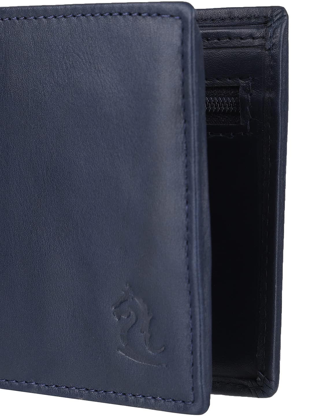 KARA Navy Genuine Wallet for Men - Classic Bifold Men's Wallet with Coin Pocket and Card Holder Slot