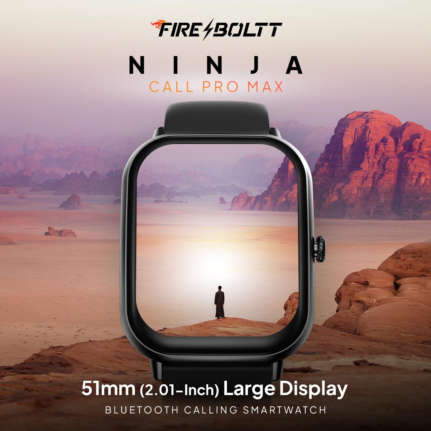 Fire-Boltt Ninja Call Pro Max Smart Watch 2.01 inch Display, Bluetooth Calling, 120+ Sports Modes, Health Suite, Voice Assistance (Black)