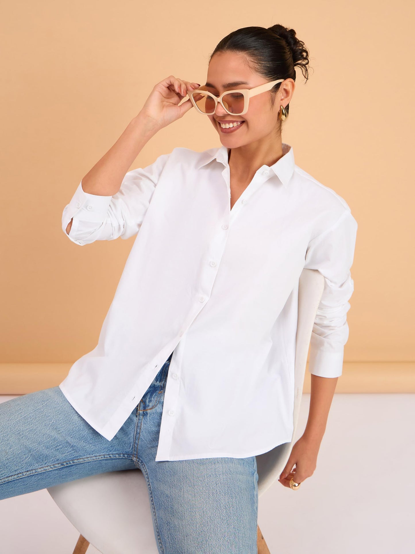barcino White Poplin Oversized Shirt