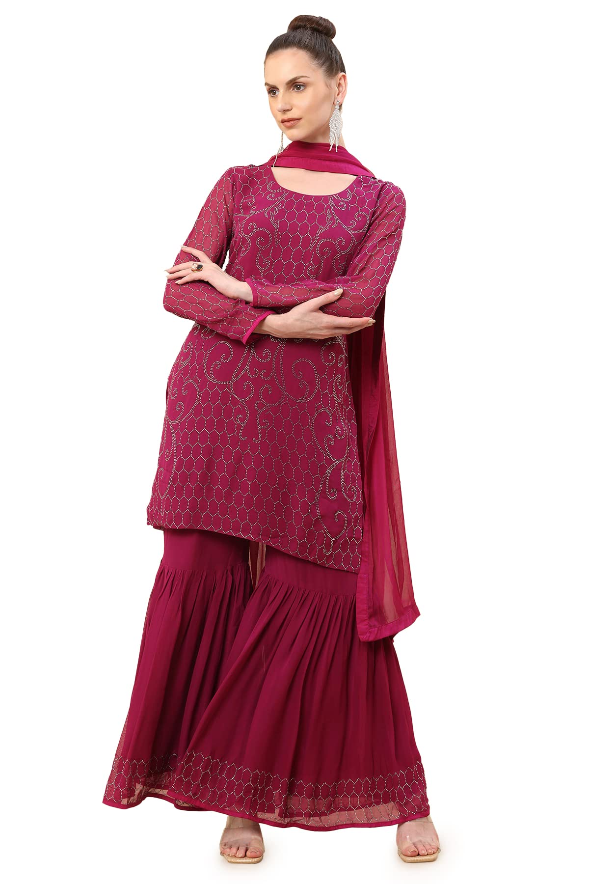 Soch Women Maroon Solid Suit Set