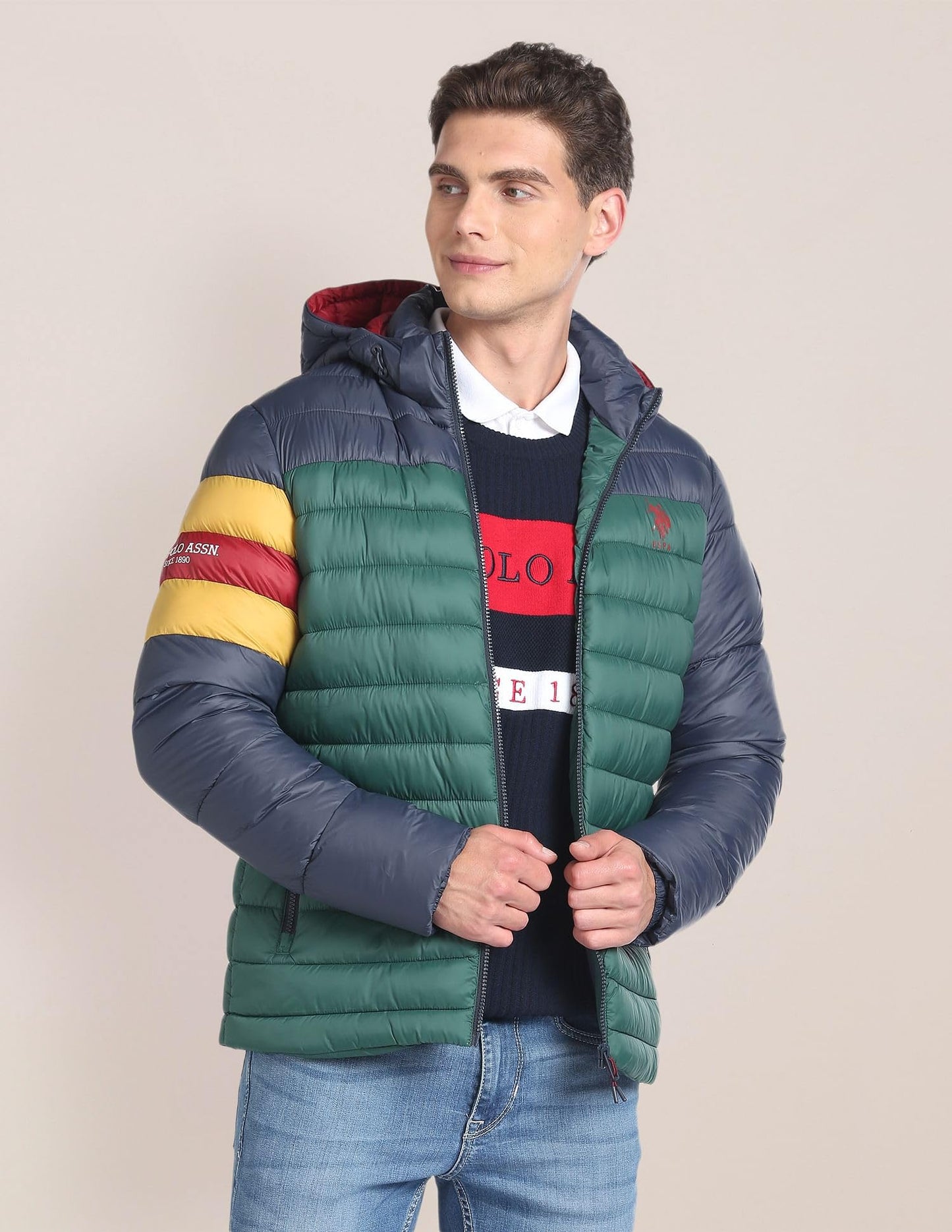 U.S. Polo Assn. Detachable Hood Colour Block Jacket