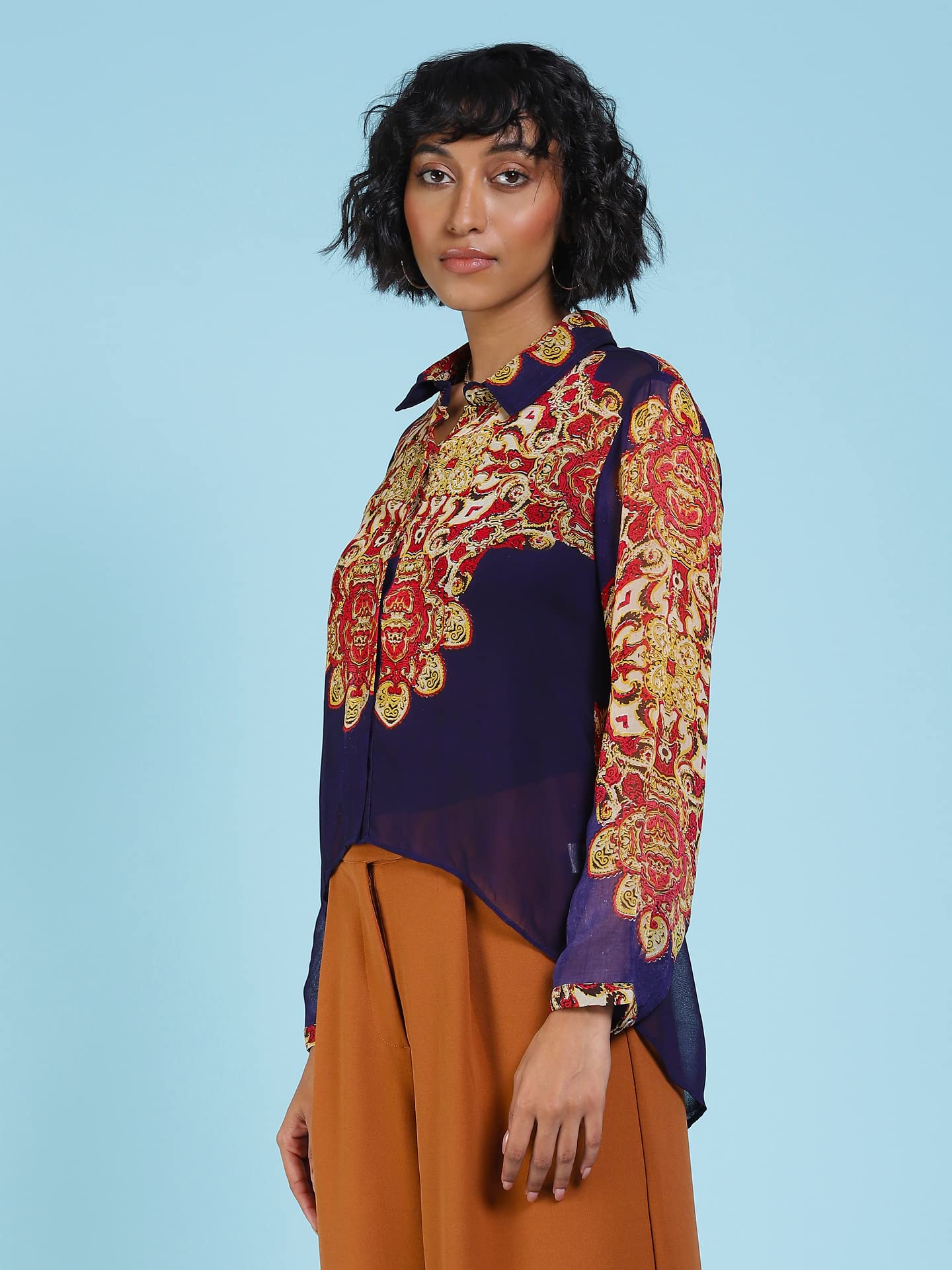 Label RITU KUMAR Women's Relaxed Fit Shirt SHTVGT01N29166861-NAVY-S