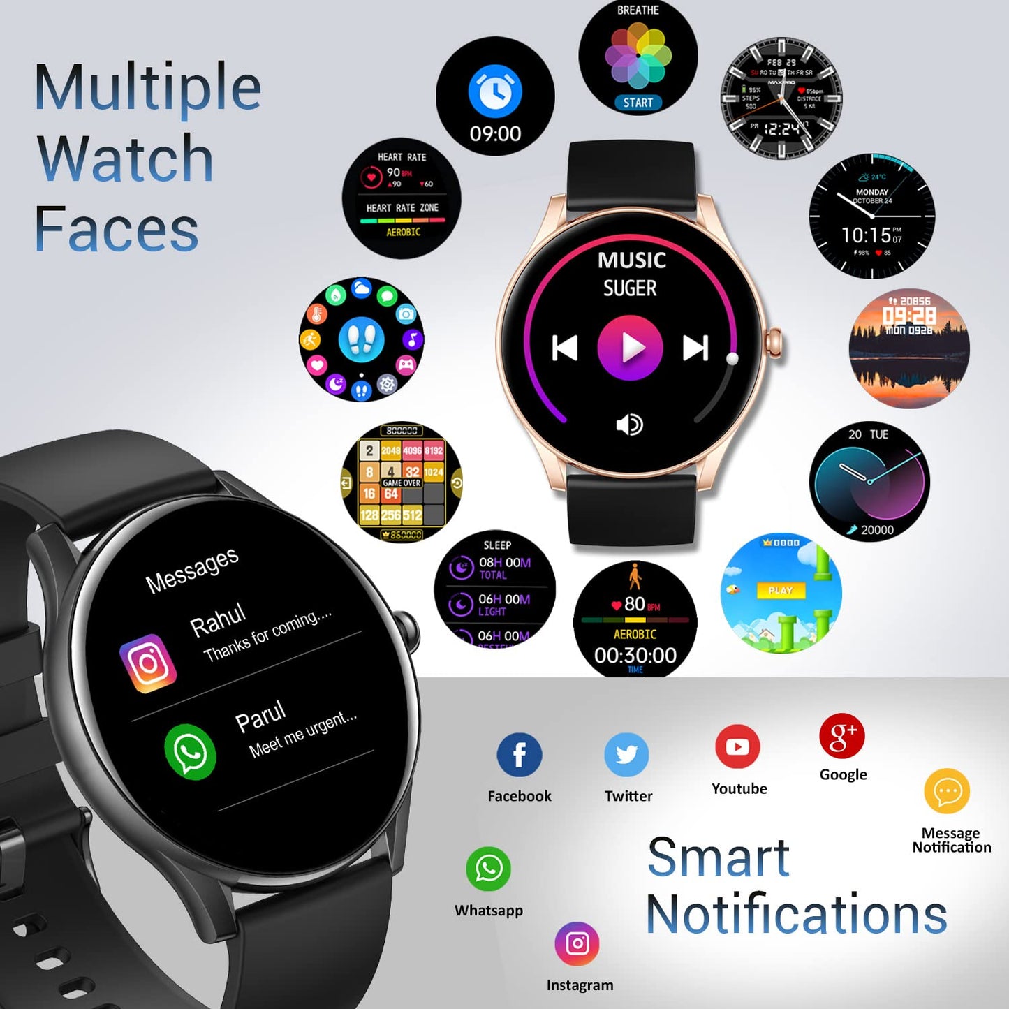 Maxima Nitro 1.39" HD Large Round Bluetooth Calling Smart Watch| 600 Nits| One Tap Connect| Metallic Design| 8 Days Battery| AI Voice Assist| 100+ Sports Mode| Calculator Smartwatch for Men and Women