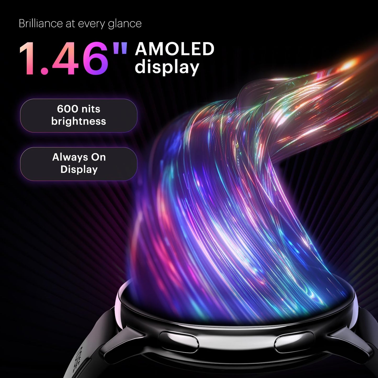 Noise Vortex Plus 1.46 AMOLED Display, AoD, BT Calling, Sleek Metal Finish, 7 Days Battery Life, All New OS with 100+ Watch Faces & Health Suite (Black)