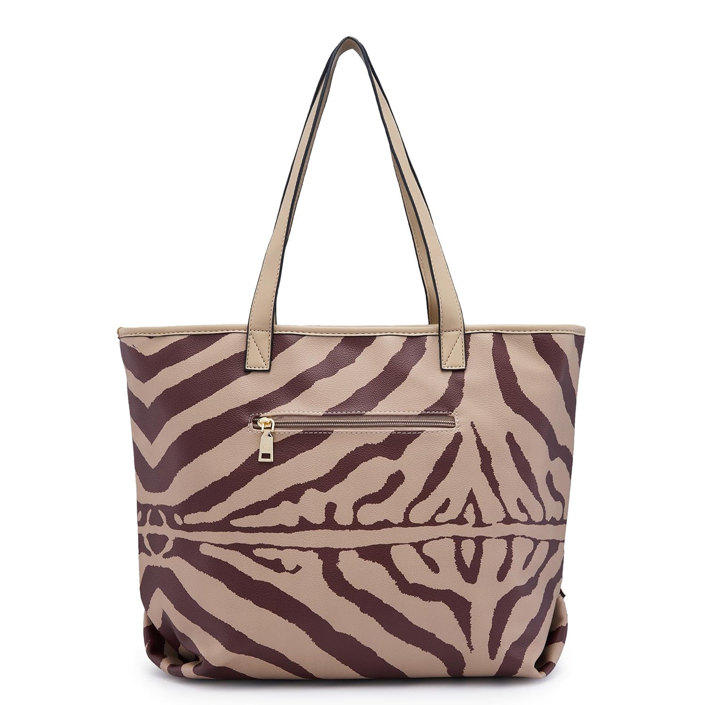 Caprese Zuzu Tote Large Beige – Elegant Shoulder Bag with Abstract Print, Spacious Office Tote, Quick Access Back Zip for Women, Stylish and Functional Design