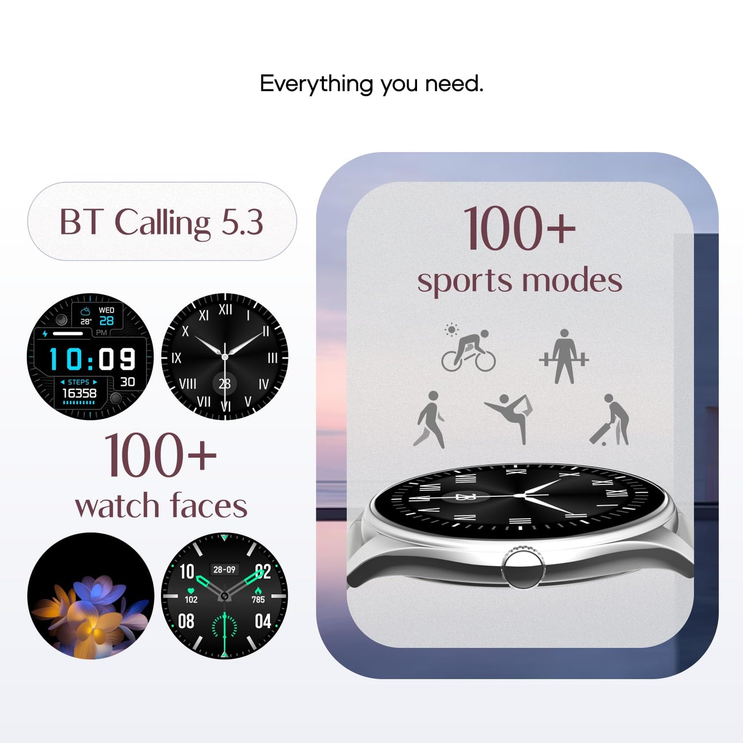 Noise Twist 2 Smart Watch with 1.43” AMOLED Screen, AI Search & Voice Assistant, Bluetooth Calling, Stainless Steel Back, 7-Day Battery, 100+ Watch Faces, Health Suite, IP68 (Rose Pink)
