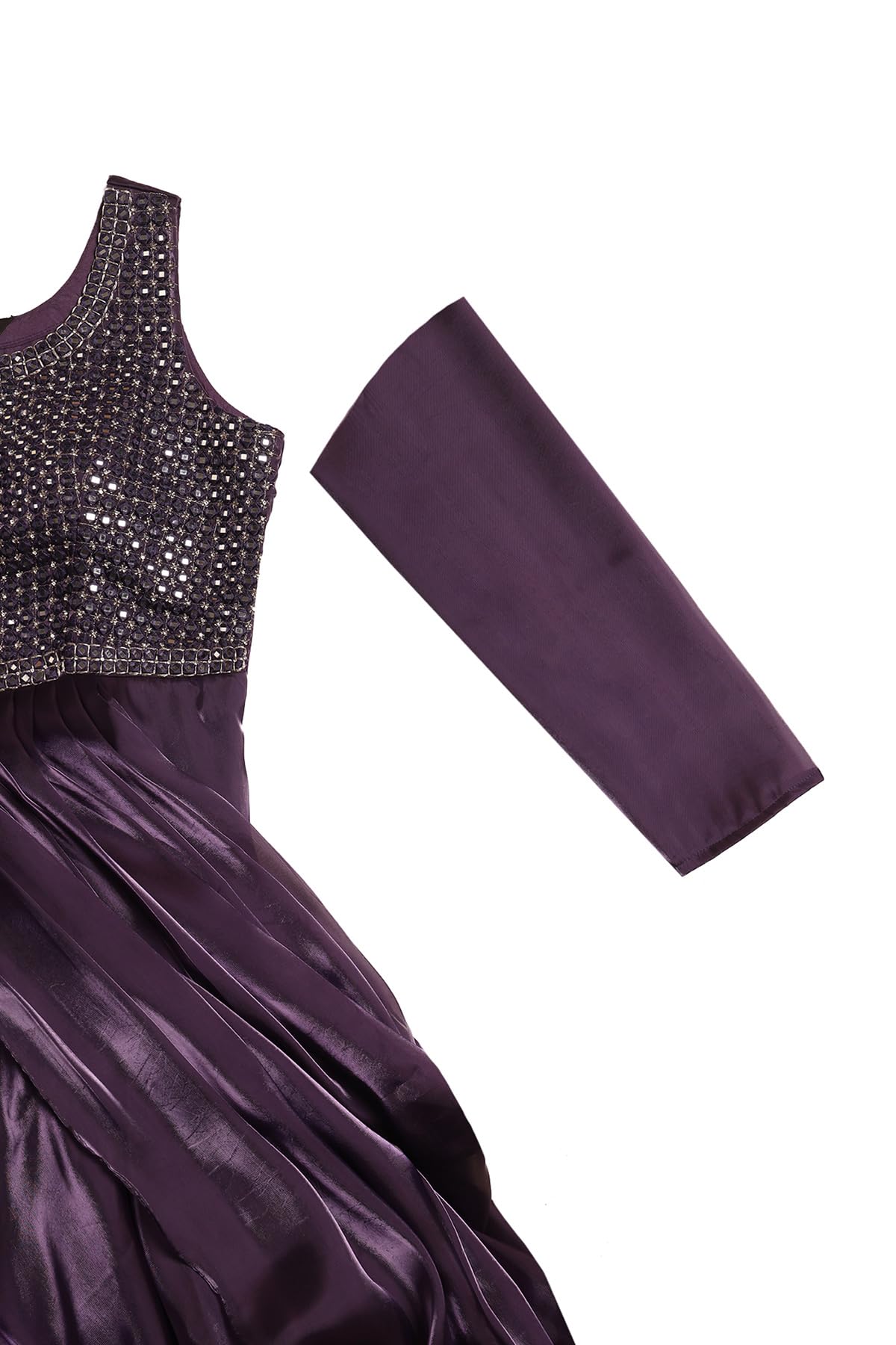 Soch Womens Purple Tissue Embellished Gown with Mirror Work