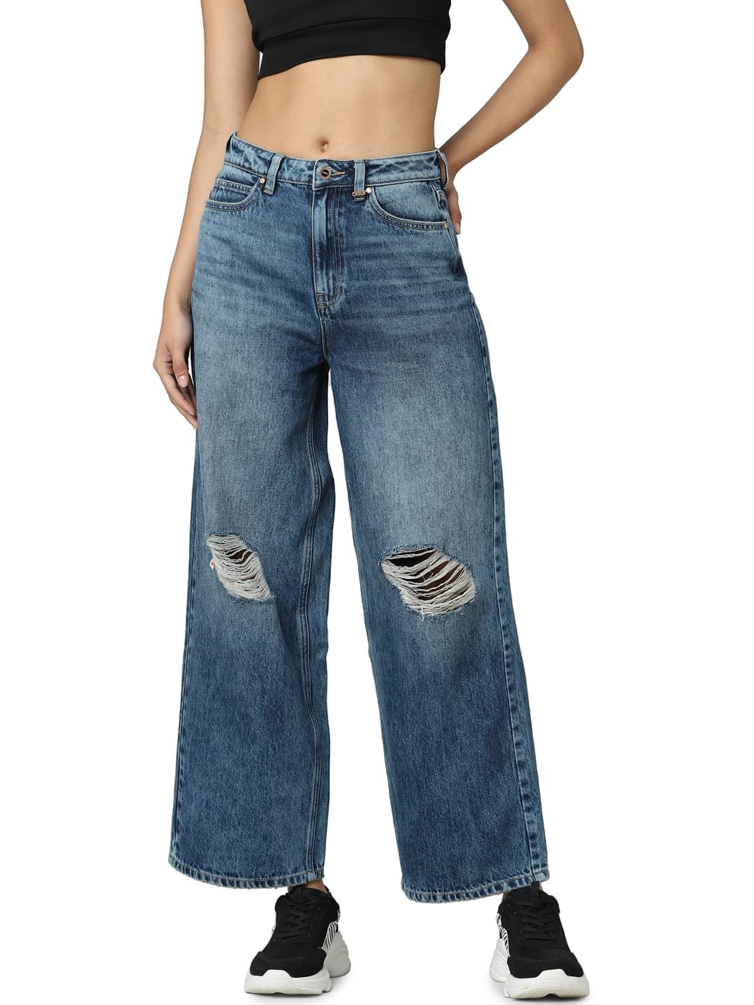 ONLY Wide Leg Jeans(242288501_Medium Blue Denim_33)