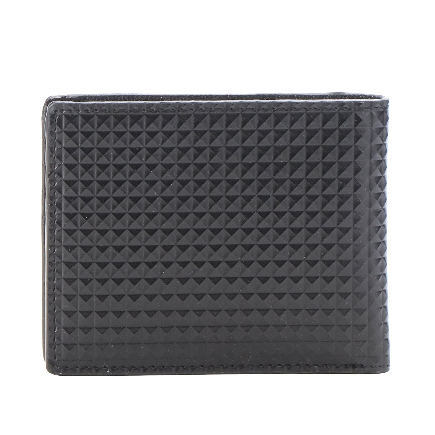 Police Pyramid Men's Slim Wallet, Leather Purse with 8 Card Slot, 2 Currency Compartment, 2 Slip-in Pockets - Black