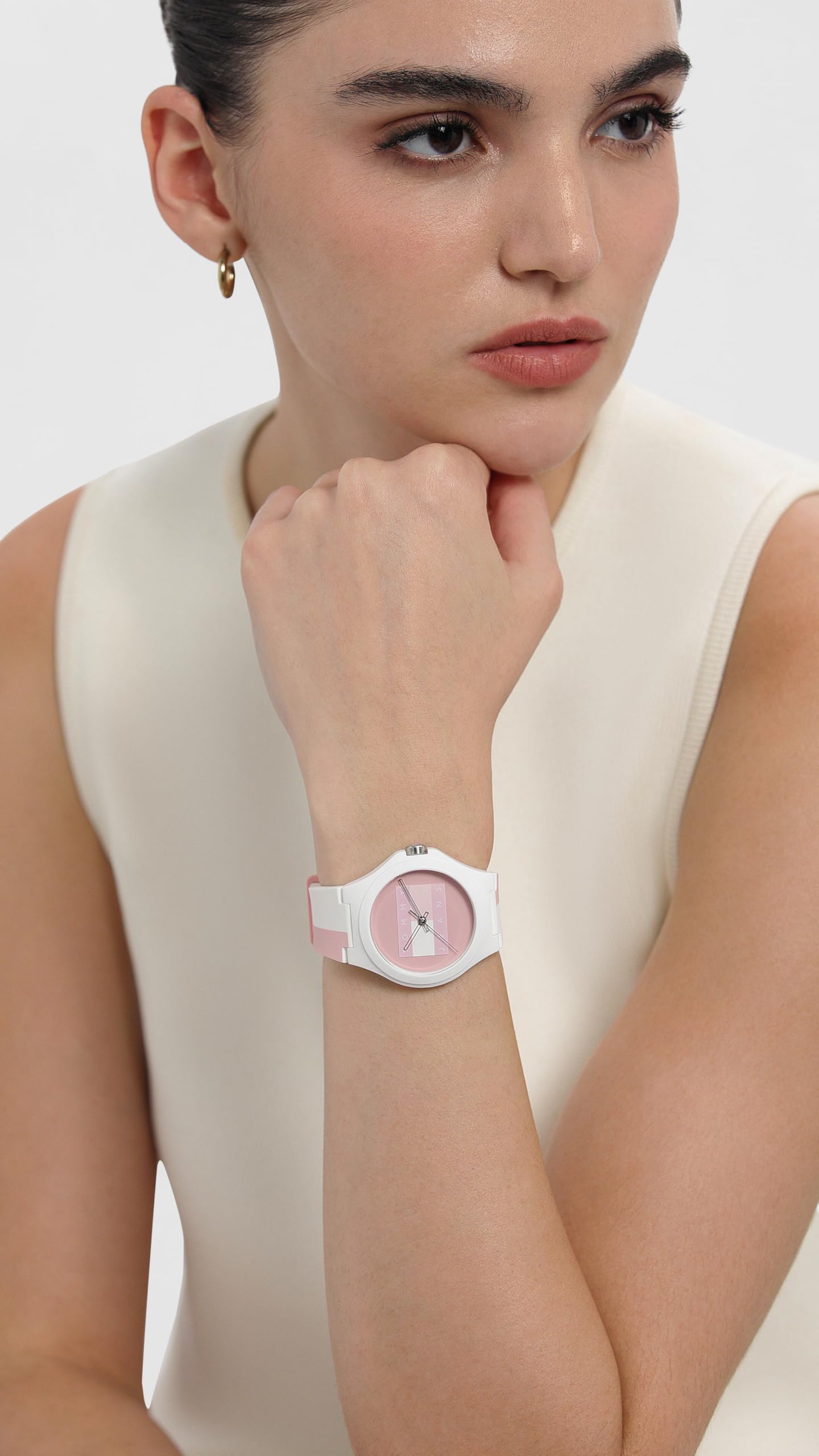 Tommy Hilfiger Berlin Quartz Pink Dial White Silicone Strap Analog Watch for Unisex