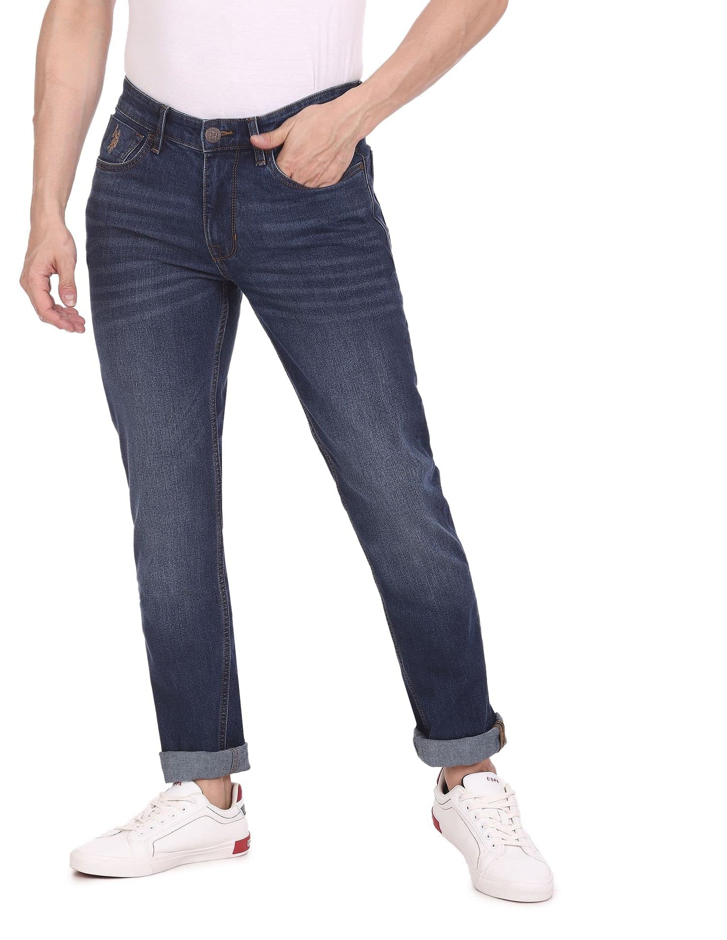 U.S. POLO ASSN. Men's Slim Mid Rise Jeans (UDJC0079_Blue_34)