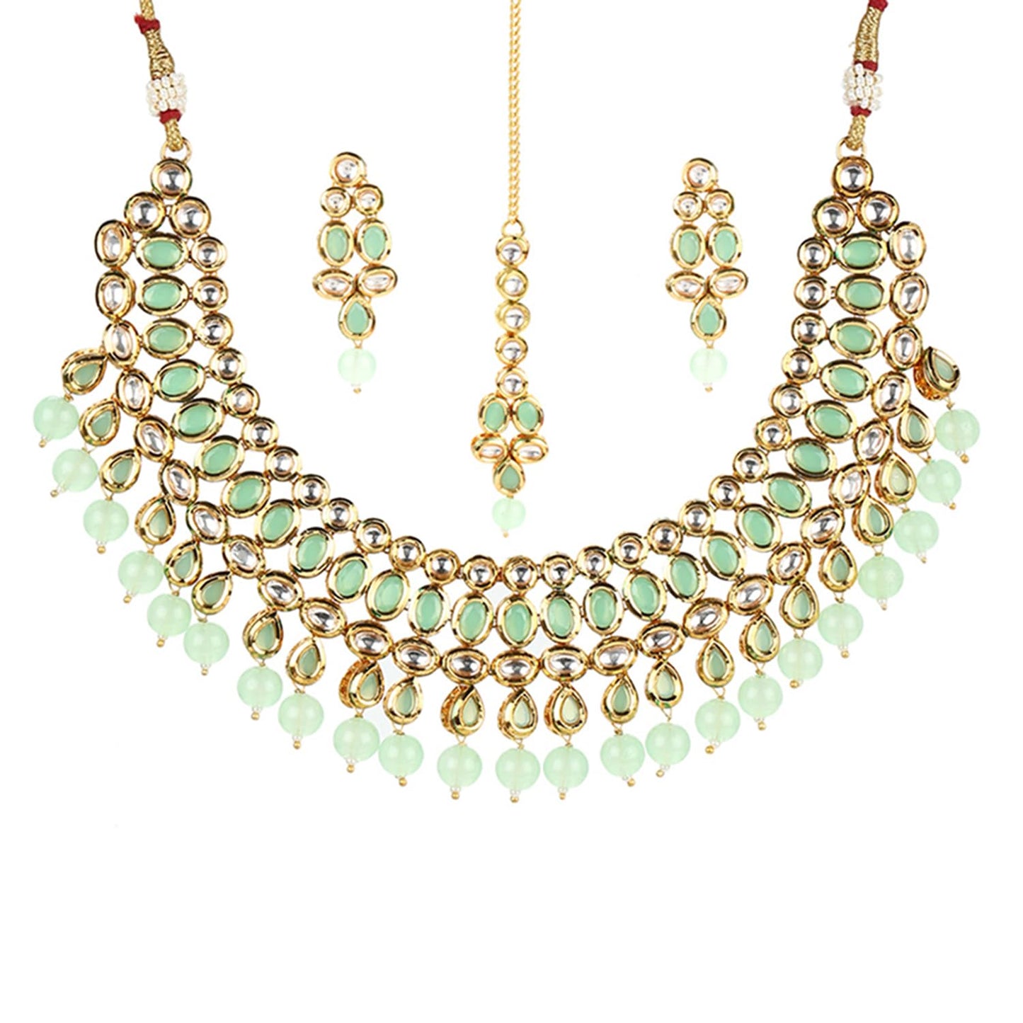 VOYLLA Kundan Gold plated Brass Necklace set