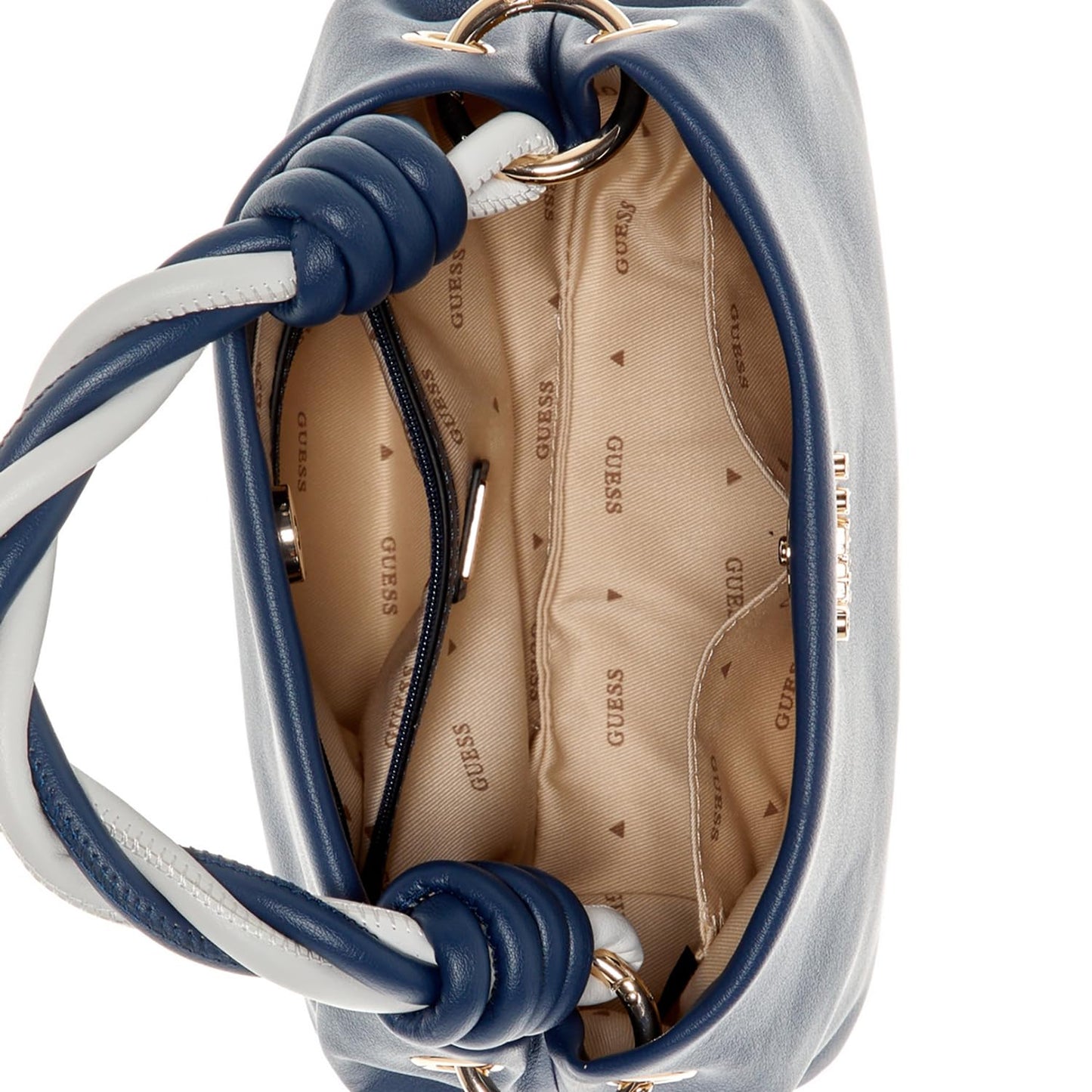 GUESS Navy Solid Polyurethane Cruise Vibe Top Handle Crossbody Bag