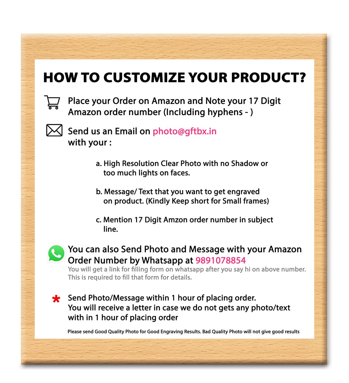 GFTBX Personalized Engraved Wooden Photo Frame For Boss, Manager & Colleagues - Gift For Boss With Photo On Plaque Customized Gifts For Office Colleague (5x4 Inches, Wood), Tabletop