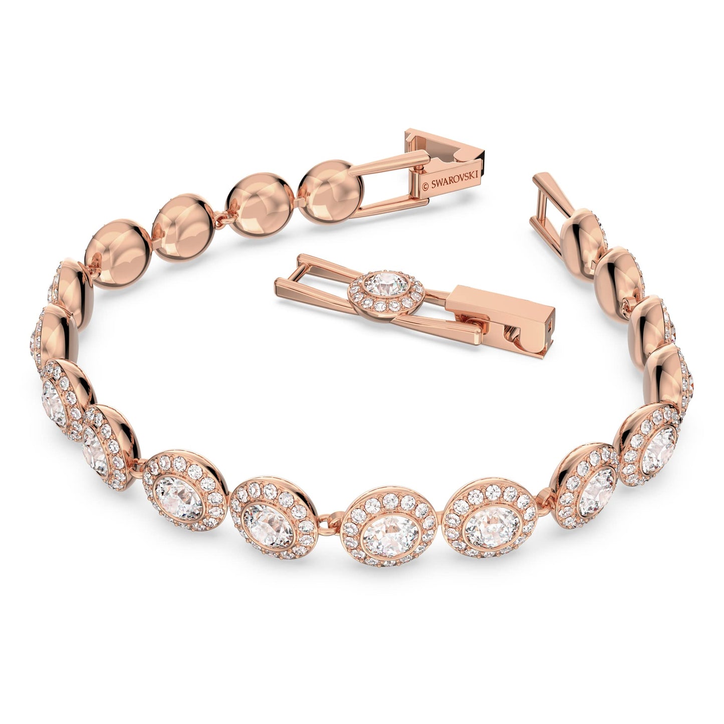 Swarovski Una Angelic bracelet, Round cut, Pavé, Medium, White, Rose gold-tone plated