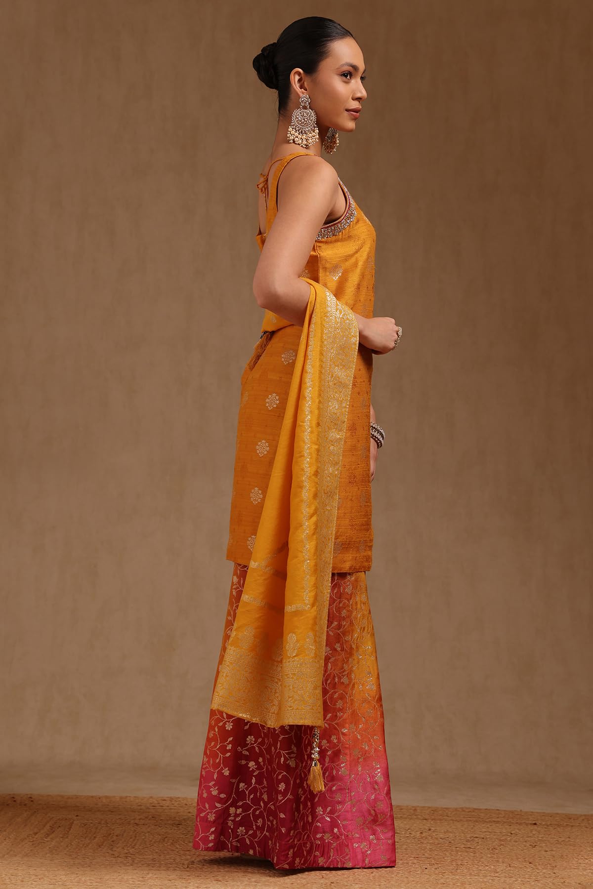 Soch Women's Brocade Salwar Suit Set (EWA5CD22385_Mustard