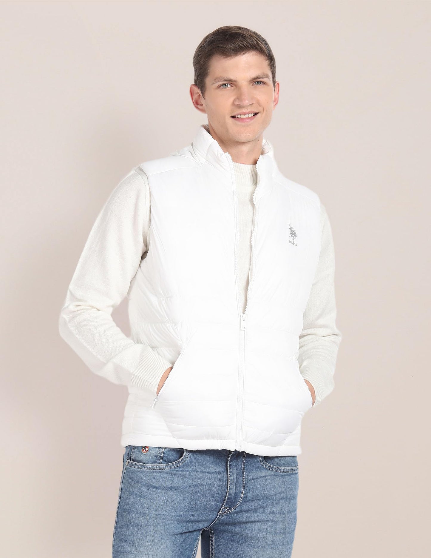 U.S. Polo Assn. Consealed Hood Sleeveless Jacket