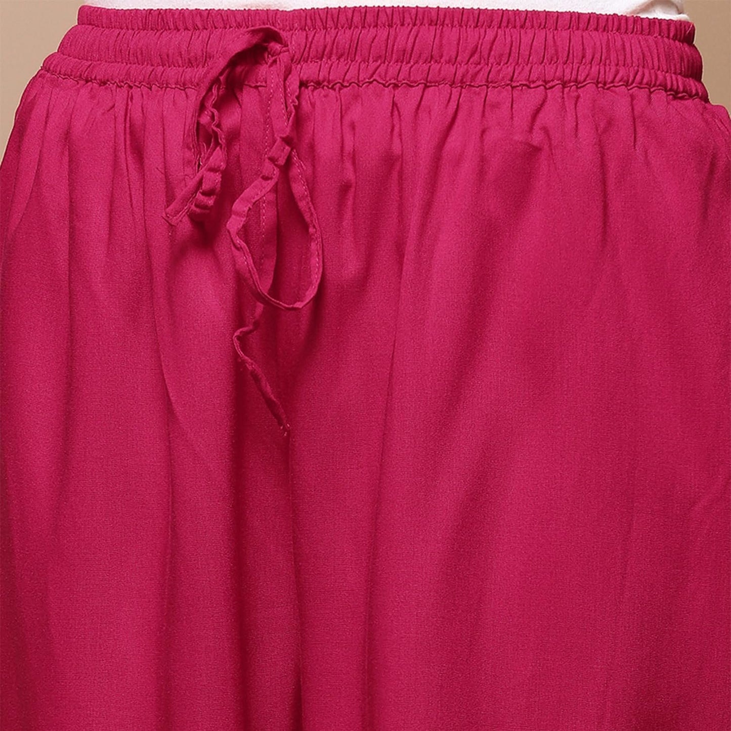 BIBA Women Solid Straight Bottom WEAR(Bottom W18336_Fuchsia_XXL), Mid Rise
