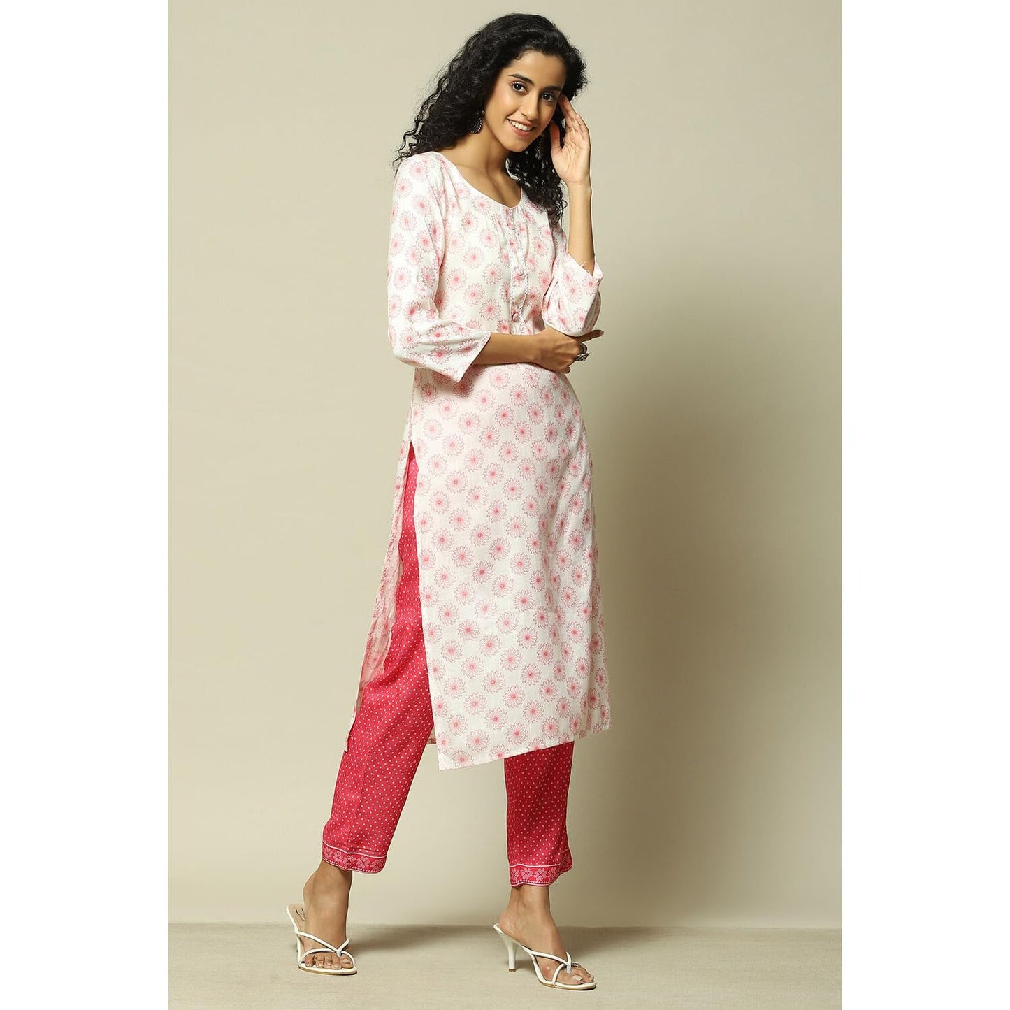 Rangriti Women's Straight Pants (GLBLBNDHN18890AW23PNK_Pink